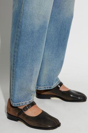 Maison Margiela Leather Shoes With tabi Cut-out, Womens, Brown