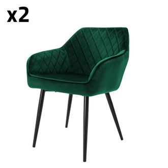 ML Design 4x sillas de comedor verde oscuro con respaldo tapizado terciopelo
