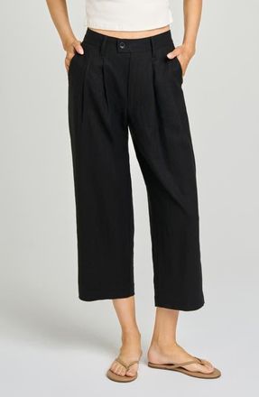 Wayf Stevie Linen Blend Crop Pants in Black at Nordstrom, Size X-Large