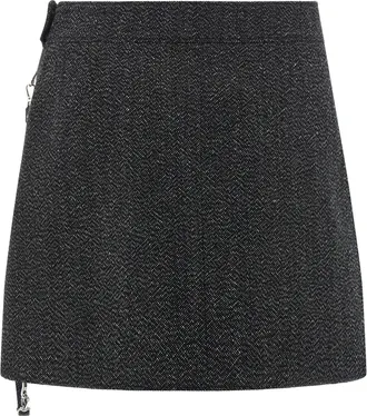 Courr&egrave;ges Wool M&eacute;lange Zipped Skirt - Charcoal