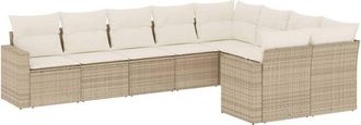 vidaXL Set De Sof&aacute;s De Jard&iacute;n 9 Pzas Con Cojines Rat&aacute;n Sint&eacute;tico Beige Vidaxl