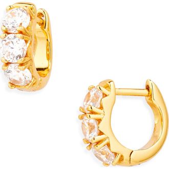 Nordstrom Chubby Cubic Zirconia Huggie Hoop Earrings in Clear- Gold at Nordstrom Rack