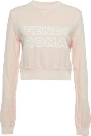 Fendi Maglione crop con logo - Rosa