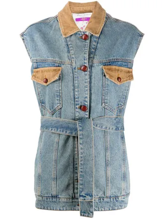 Philosophy di Lorenzo Serafini corduroy detail sleeveless jacket - women - Cotton/Cotton - 40 - Blue