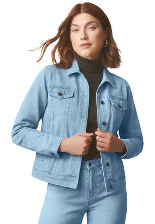 Jessica London Classic Cotton Denim Jacket in Light Wash at Nordstrom, Size 12