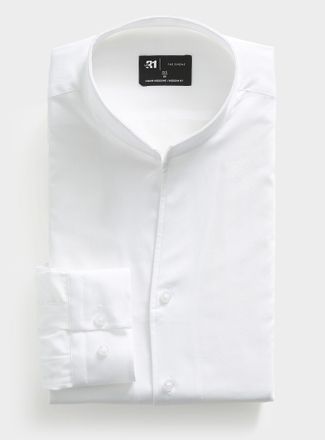 Le 31 Mens Tab-collar satiny twill shirt Modern fit