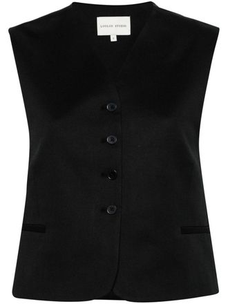 Loulou Studio Iba twill-weave gilet - women - Cotton/Viscose/Linen/Flax - S - Black