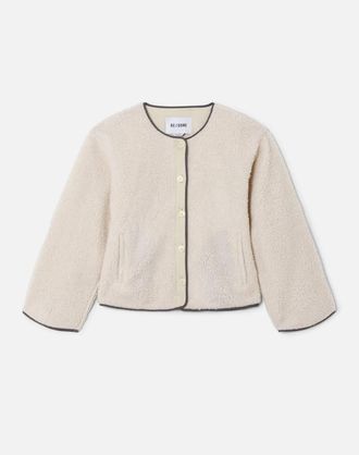 Re/Done Womens Cocoon Liner Jacket In Vintage White