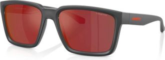 Arnette Grijze Zonnebril met Spiegelglas - Heren - Zonnebrillen - Grijs - 57 MM - Accessoires
