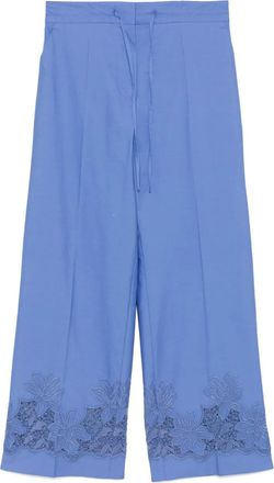 P.A.R.O.S.H. Pantaloni con ricamo a fiori - Blu