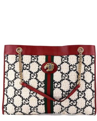 Gucci Rajah Chain Tote Gg Tweed Large (Authentic Pre-Loved)