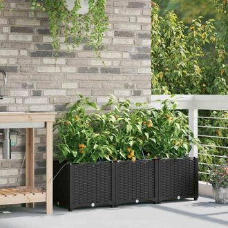 Berkfield Home Garden Planters with Water Irrigation System 3 pcs Black