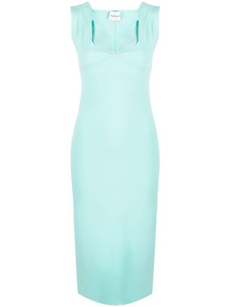Roland Mouret Abito midi con scollo a cuore - Blu