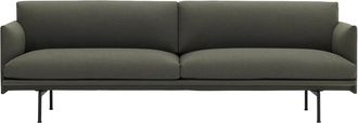 MUUTO Outline Sofa 3-Sitzer, g(r&uuml;n fiord 961) / verkehrsschwarz (RAL 9017)