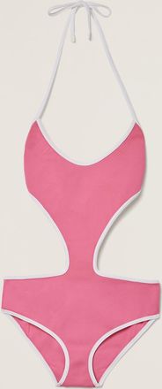 Miu Miu Technical Knit Swimsuit, Woman, Pink/white, Size 36
