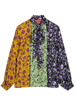 La DoubleJ LA Double J Cerere Patterned Chiffon Blouse - Yellow - XL (UK16 / XL)