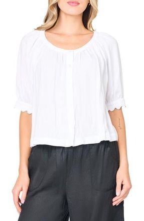 Gibsonlook Lily Scallop Sleeve Button-Up Top in White at Nordstrom, Size Xx-Large