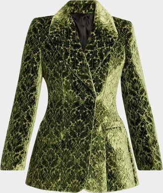 Burberry Virginia Baroque Velvet Double-Breasted Jacket