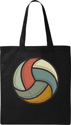 Generic Retro Style Faded Volleyball Natural Ecological Cotton Tote Bag Black