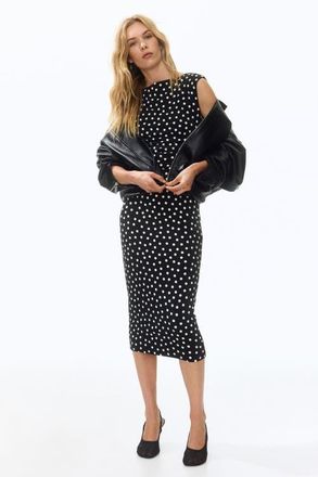 H&M Cap-sleeved dress in Black/dotted at Nordstrom, Size Xx-Small