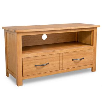 Berkfield Home TV Cabinet 90x35x48 cm Solid Oak Wood in Brown | Size: 90 x 35 x 48 cm