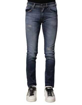 Dolce & Gabbana Mens Distressed Denim Slim Jeans - Medium Blue Cotton - Size EU 44 (Mens)
