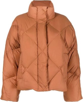 Stand Studio Bruine Puffer & Down Jas - Dames - Gewatteerde jassen - Bruin - 2XS - Nylon - Jassen
