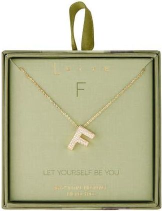 Leith Pavé Cubic Zirconia Initial Pendant Necklace in F- Clear- Gold at Nordstrom Rack