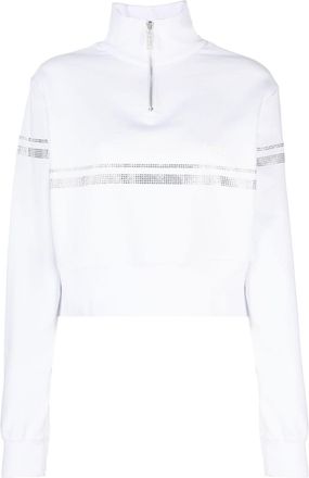 GCDS logo-print crystal-embellished sweatshirt - women - Cotton - M - White
