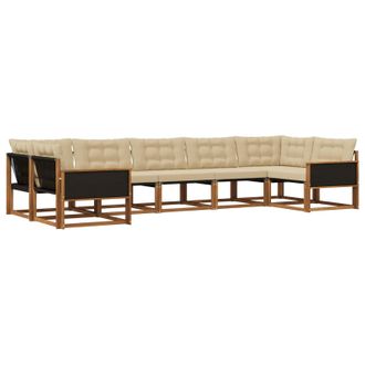 vidaXL Conjunto De Sof&aacute;s De Exterior Con Coj&iacute;n 7 Pcs Natural Y Beige Vidaxl