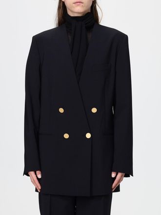 Alberta Ferretti Blazer lungo doppiopetto in poliestere con spalle imbottite