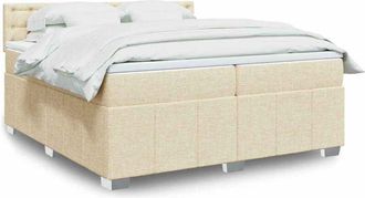 vidaXL Vidaxl - Cama Box Spring Con Colch&oacute;n Tela Color Crema 200x200 Cm