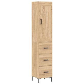 Berkfield Home Highboard Sonoma Oak 34.5x34x180 cm Engineered Wood in Light Brown
