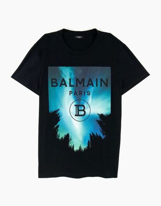 Balmain Mens Balmain Moon Print T Shirt Black - Size: 38