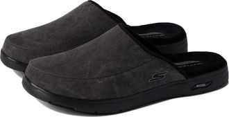Skechers Mens Arch FIT Lounge Slipper, Black Textile, 7.5 UK