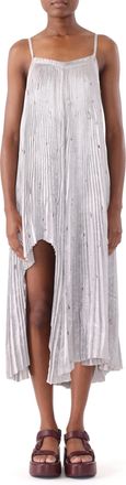 Jason Wu PLEATED CRINKLED SATIN SLIP DRESS WITH LASER CUT HEM