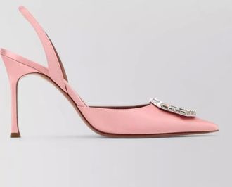 Amina Muaddi satin slingback sandals