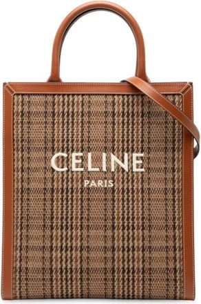 Celine Brown Canvas Leather Shoulder Bag Tote Bag (Pre-Owned)