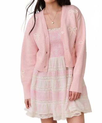 LoveShackFancy Francette Cropped Knit Cardigan In Petal Meringue
