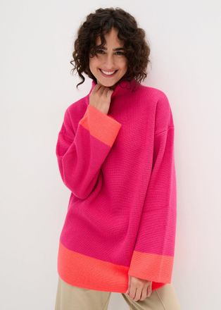 Bonprix Strickpullover BONPRIX Pullover, Damen, Gr. 56/58 (XXXL), rosa (pinklady, neonorange), Obermaterial: 100% Polyacryl, oversize, Pullover Strickpullover
