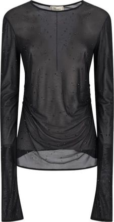 Blumarine Glanzende Jersey Blouse - Dames - Blouses - Zwart - S - Overhemden