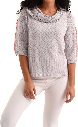 French Kyss Raquelle Cowl-Neck Crochet Top In Frost