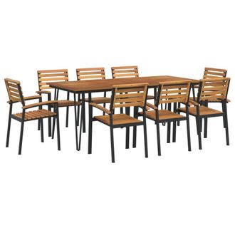 vidaXL Juego De Comedor De Jard&iacute;n 9 Pzas Madera Maciza Acacia Y Metal Vidaxl