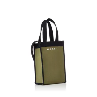 Marni Logo Knit Crossbody Tote Bag Green >