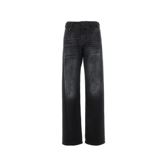 Maison Margiela Long Washed Jeans - female - MM6 Maison Margiela - Straight Fit Jeans - Black - W27 - Jeans
