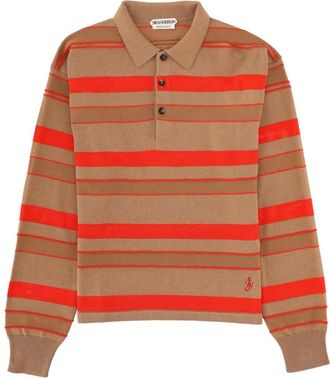 J.W.Anderson Striped Long-Sleeve Polo Shirt With Classic Collar And Ribbed Cuffs