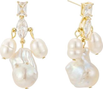Untamed Petals Astoria Freshwater Pearl Drop Earrings in Gold at Nordstrom