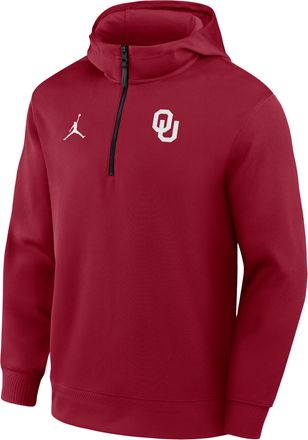 Nike Jordan Mens Oklahoma Coaches Premium Jordan Brand Dri-FIT College 1/4-Zip Hoodie in Red | 0JPQ69WOKN-NWP