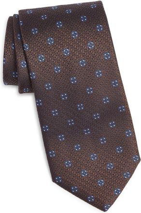 Canali Medallion Silk Tie in Brown at Nordstrom