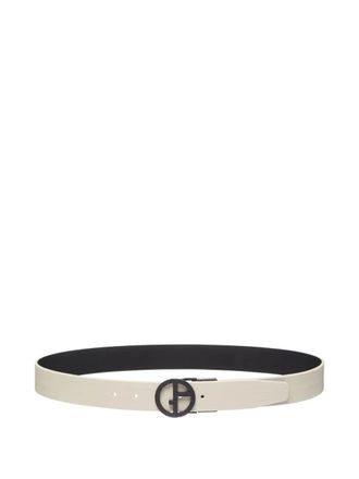 Giorgio Armani logo-plaque leather belt - men - Bovine Leather - One Size - White